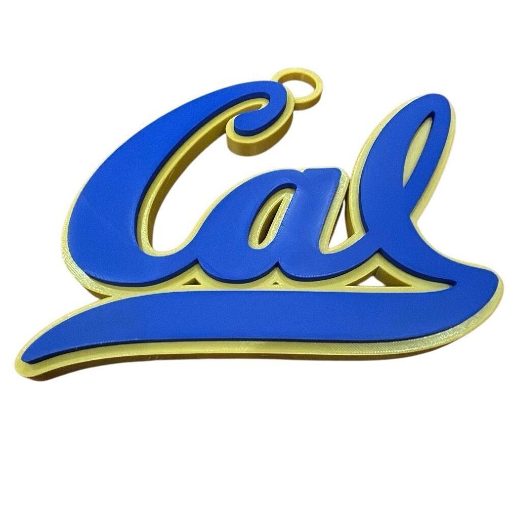 Oversized Cal Script Logo Pendant — Gold & Blue Colorblock Statement Chain Piece - Picture 7 of 11